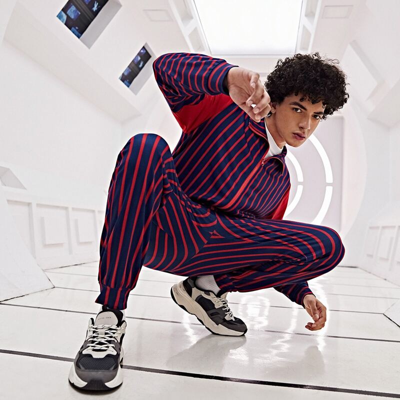 

Guys Zip Up Striped Jacket & Pants, Multicolor