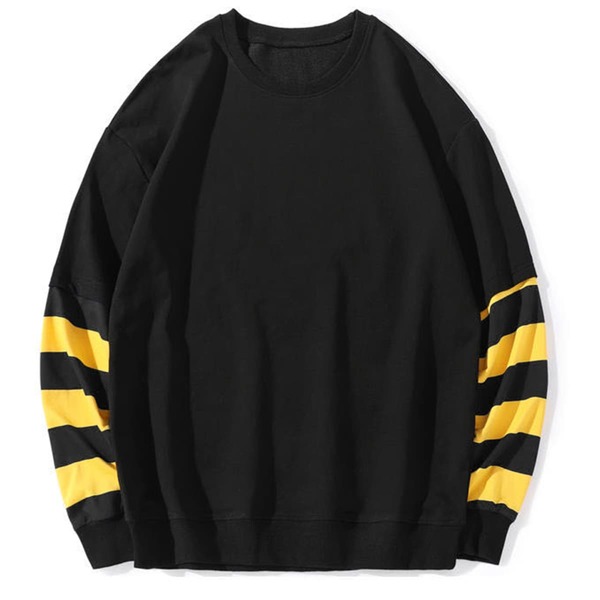

Men Striped Drop Shoulder Sweatshirt, Black