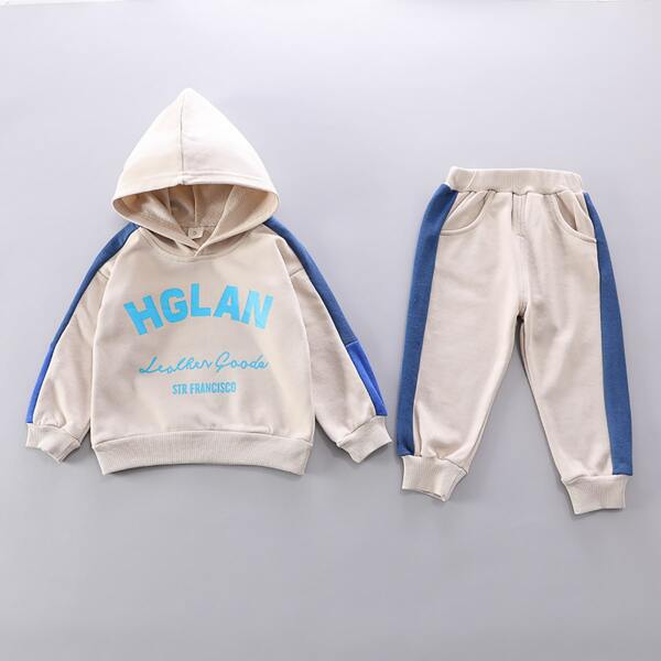 

Toddler Boys Letter Graphic Hoodie & Sweatpants, Apricot