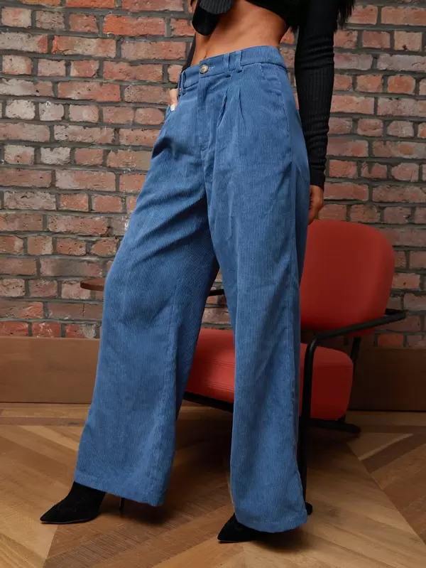 Wide Leg Cord Pants | shein.com