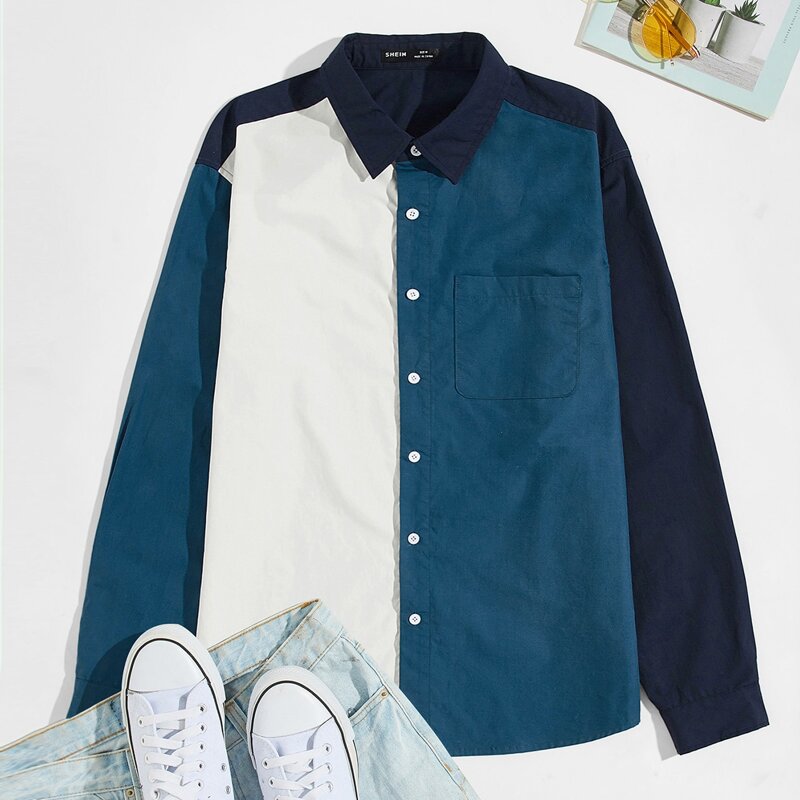 

Guys Patch Pocket Colorblock Shirt, Multicolor