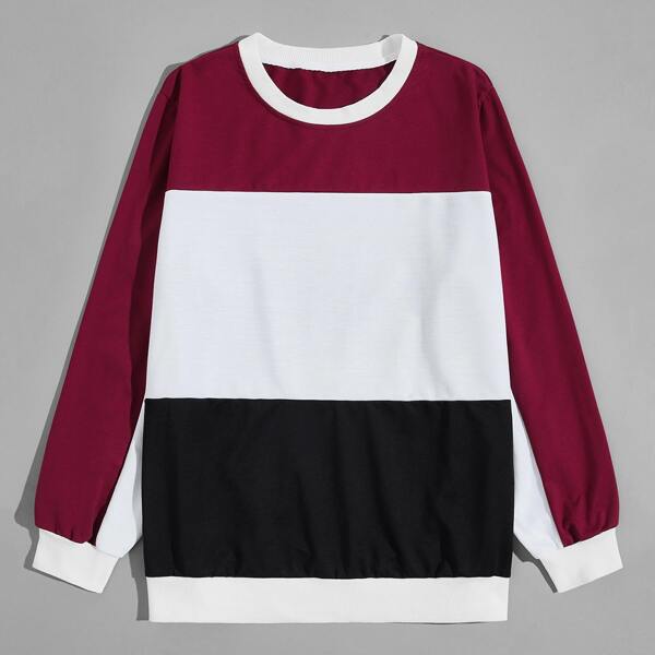 

Men Colorblock Round Neck Sweatshirt, Multicolor