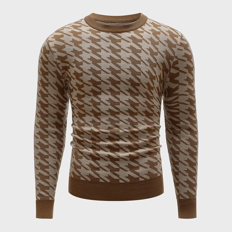 

Guys Houndstooth Pattern Crew Neck Sweater, Multicolor