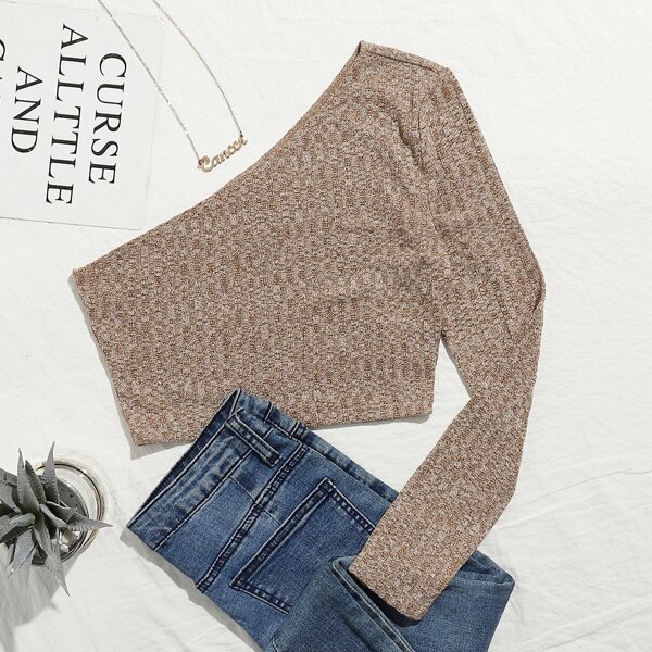 

One Shoulder Crop Tee, Khaki