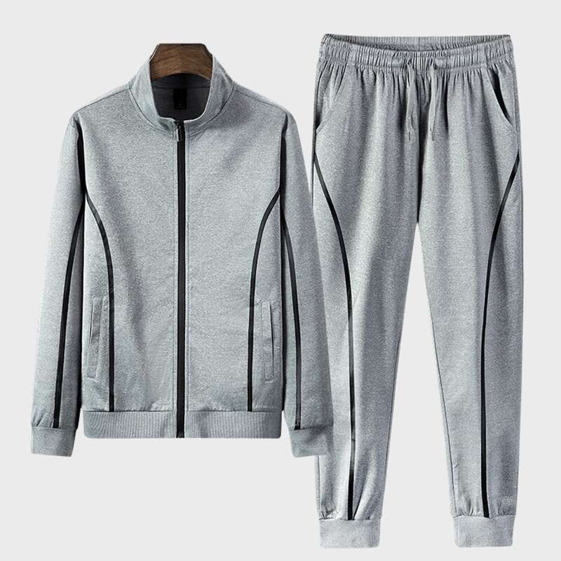 

Guys Zip Up Sweatshirt With Drawstring Waist Sweatpants, Grey