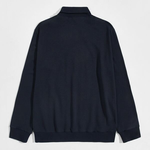 

Men High Neck Drop Shoulder Sweatshirt, Navy blue