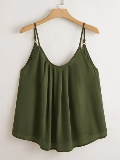 SHEIN LUNE Plus Fold Pleated Solid Color Cami Top