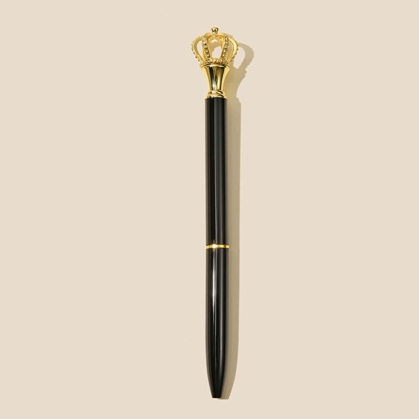 

1pc Crown Design Ballpoint Pen, Black