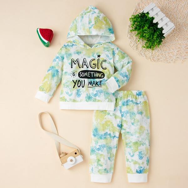 

Baby Boy Slogan Graphic Hoodie & Sweatpants, Multicolor