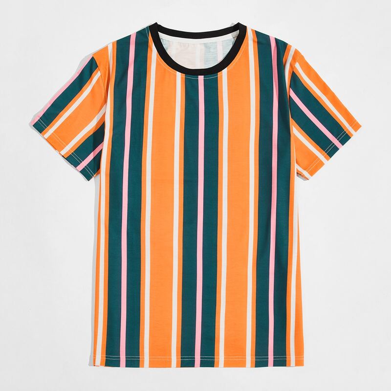 

Guys Colorblock Striped Print Tee, Multicolor