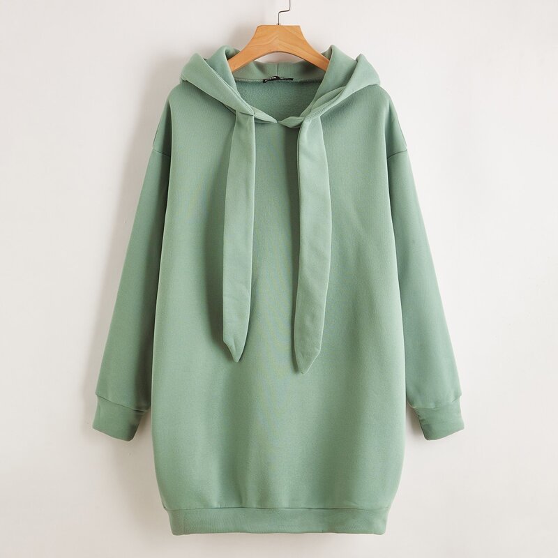 

Drop Shoulder Solid Hoodie, Mint green