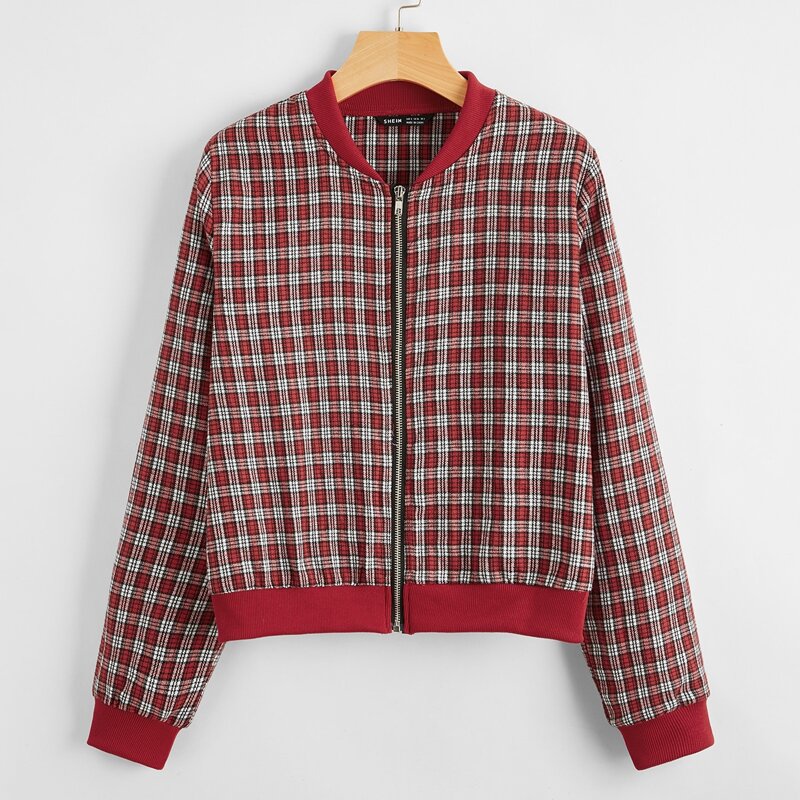 

Tartan Zip Up Bomber Jacket, Multicolor