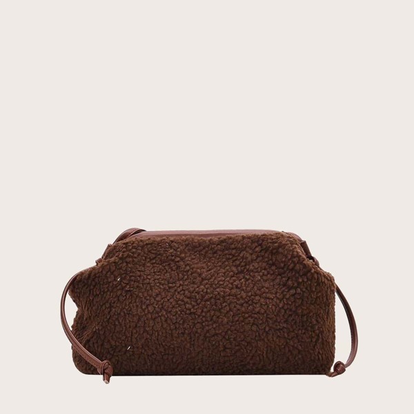 

Minimalist Fluffy Crossbody Bag, Brown