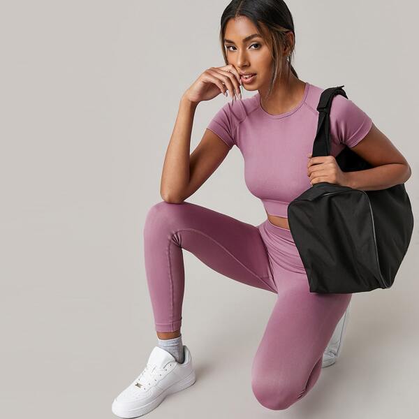 

Solid Raglan Sleeve Sports Tee, Dusty pink