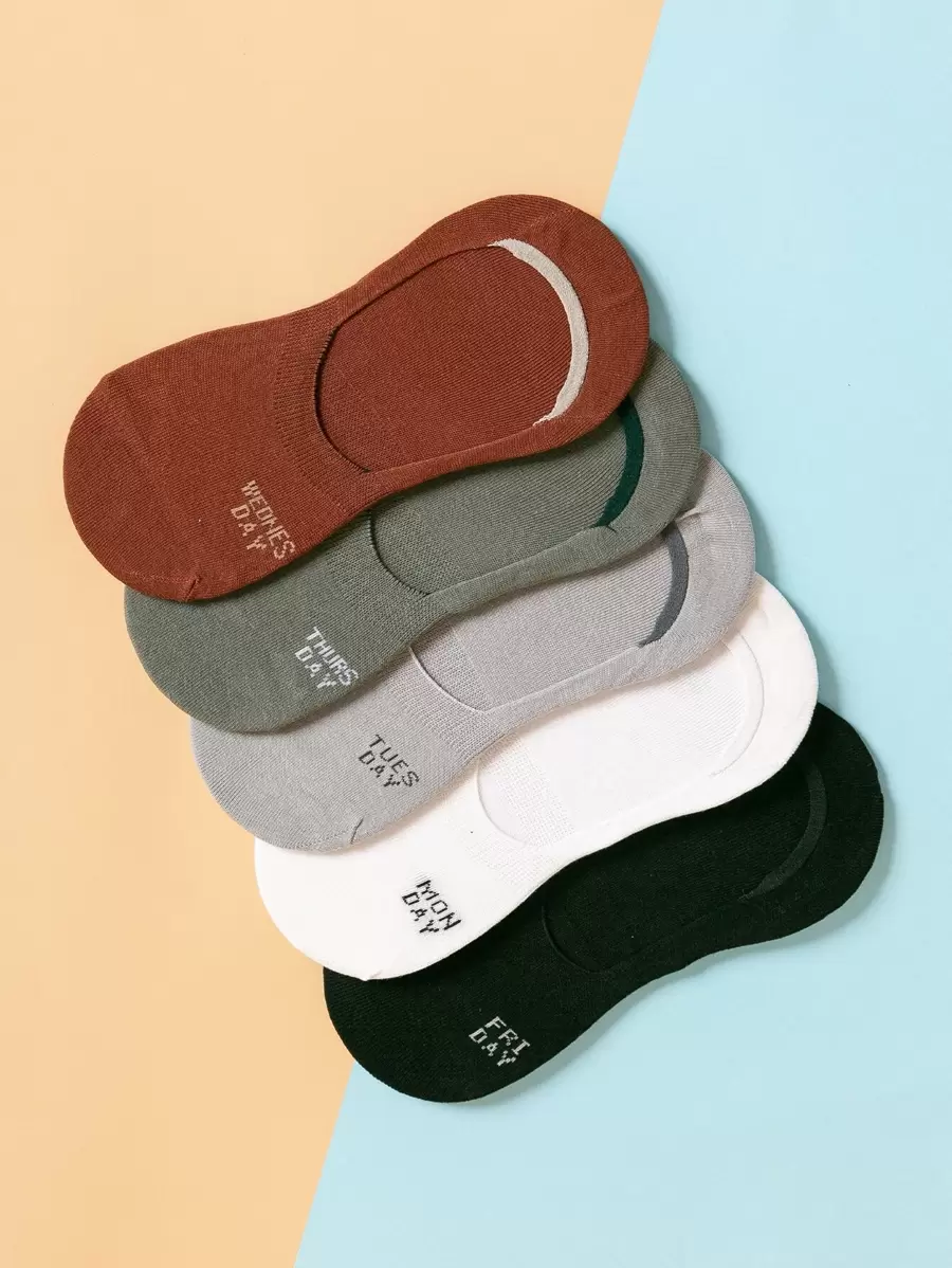 5 pares calcetines invisibles de hombres con estampado de letra - Multicolor - Ver 1