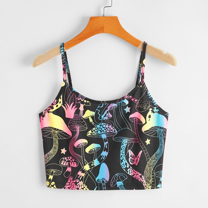 

Allover Mushroom Crop Cami, Multicolor