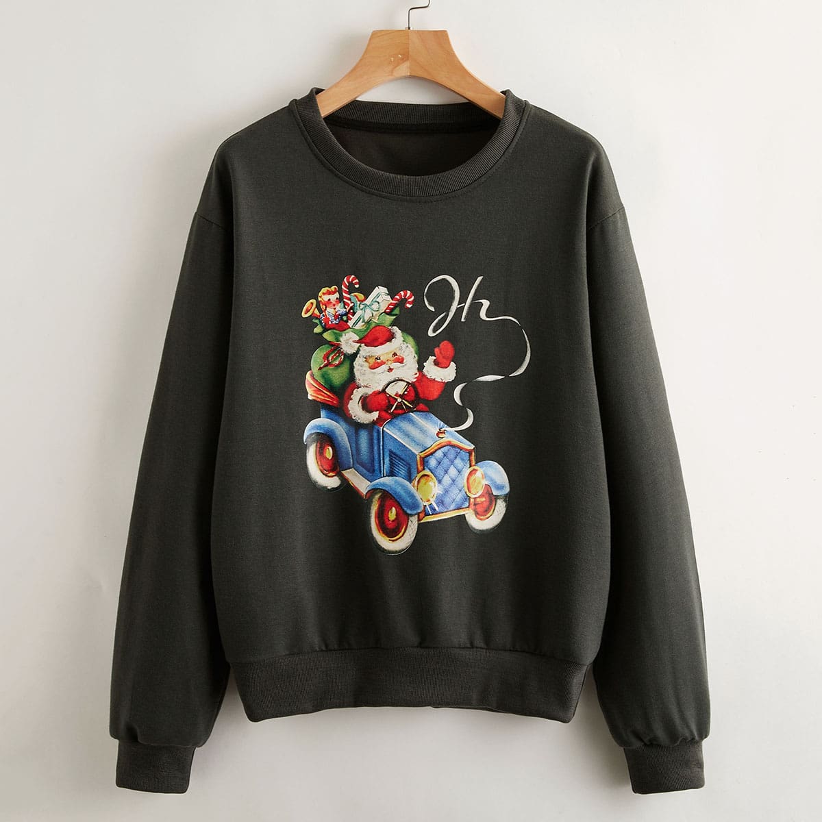 

Christmas Santa Claus Pattern Sweatshirt, Dark grey