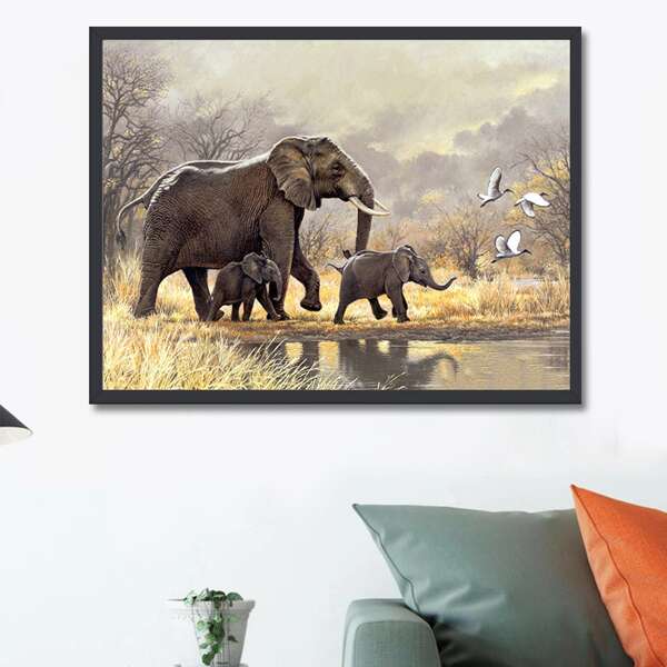 

Elephant Print Diamond Painting Without Frame, Multicolor
