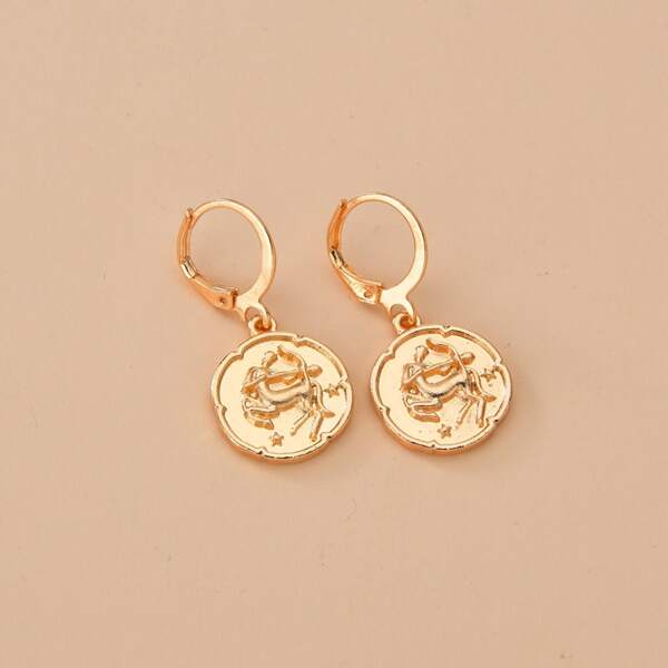 

Constellation Engraved Metal Drop Earrings, Gold