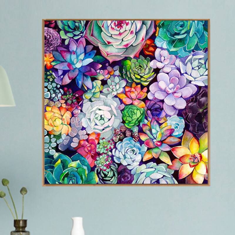 

Succulents Pattern Diamond Painting Without Frame, Multicolor