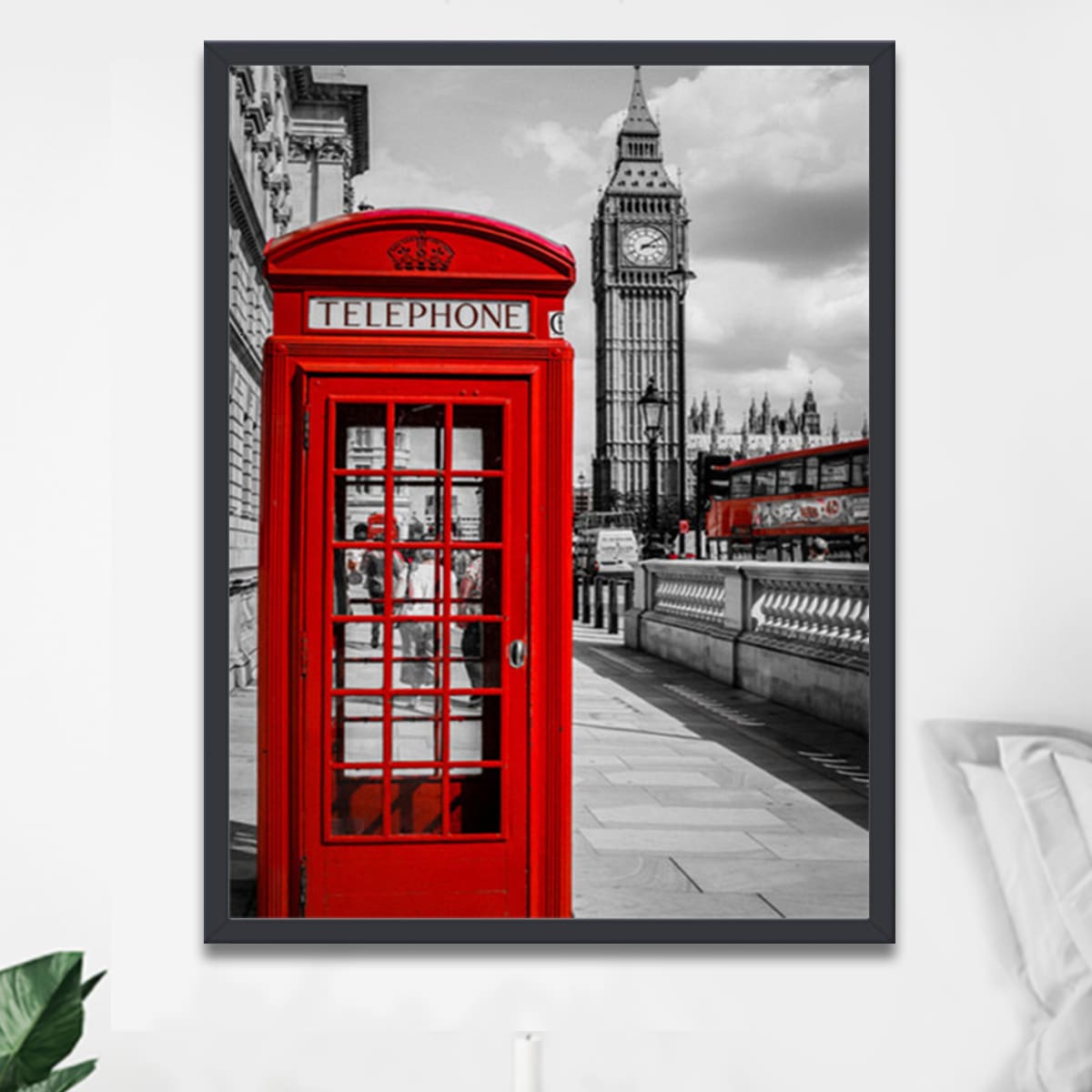 

Telephone Booth Print Diamond Painting Without Frame, Multicolor