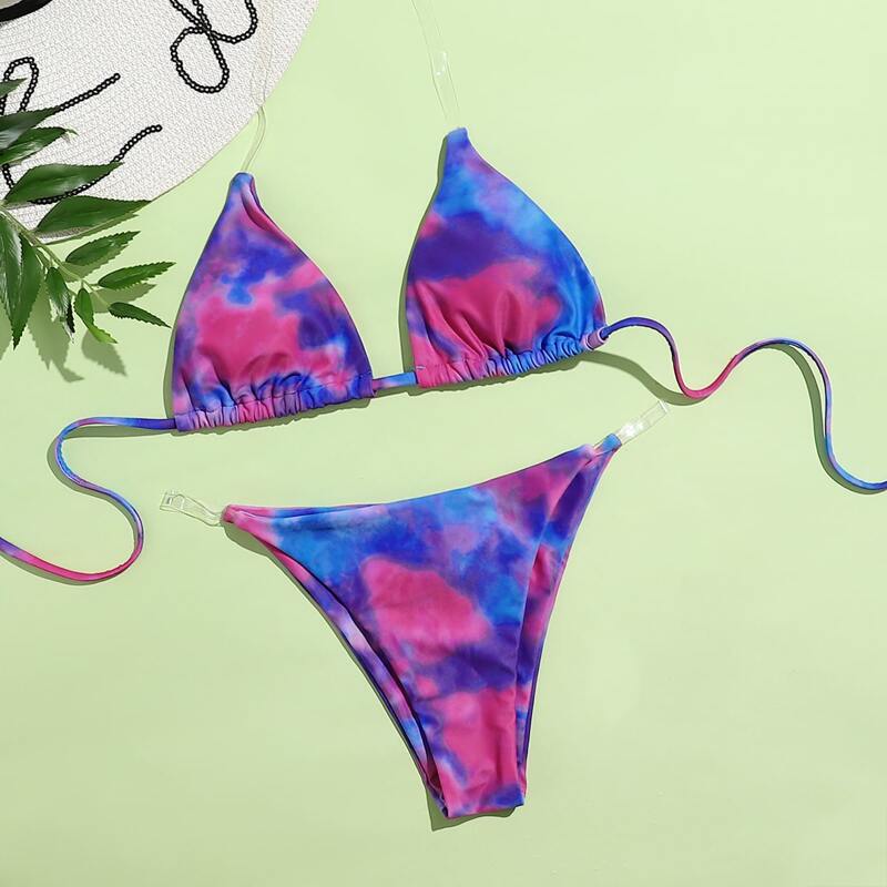 

Tie Dye Triangle Bikini Swimsuit, Multicolor