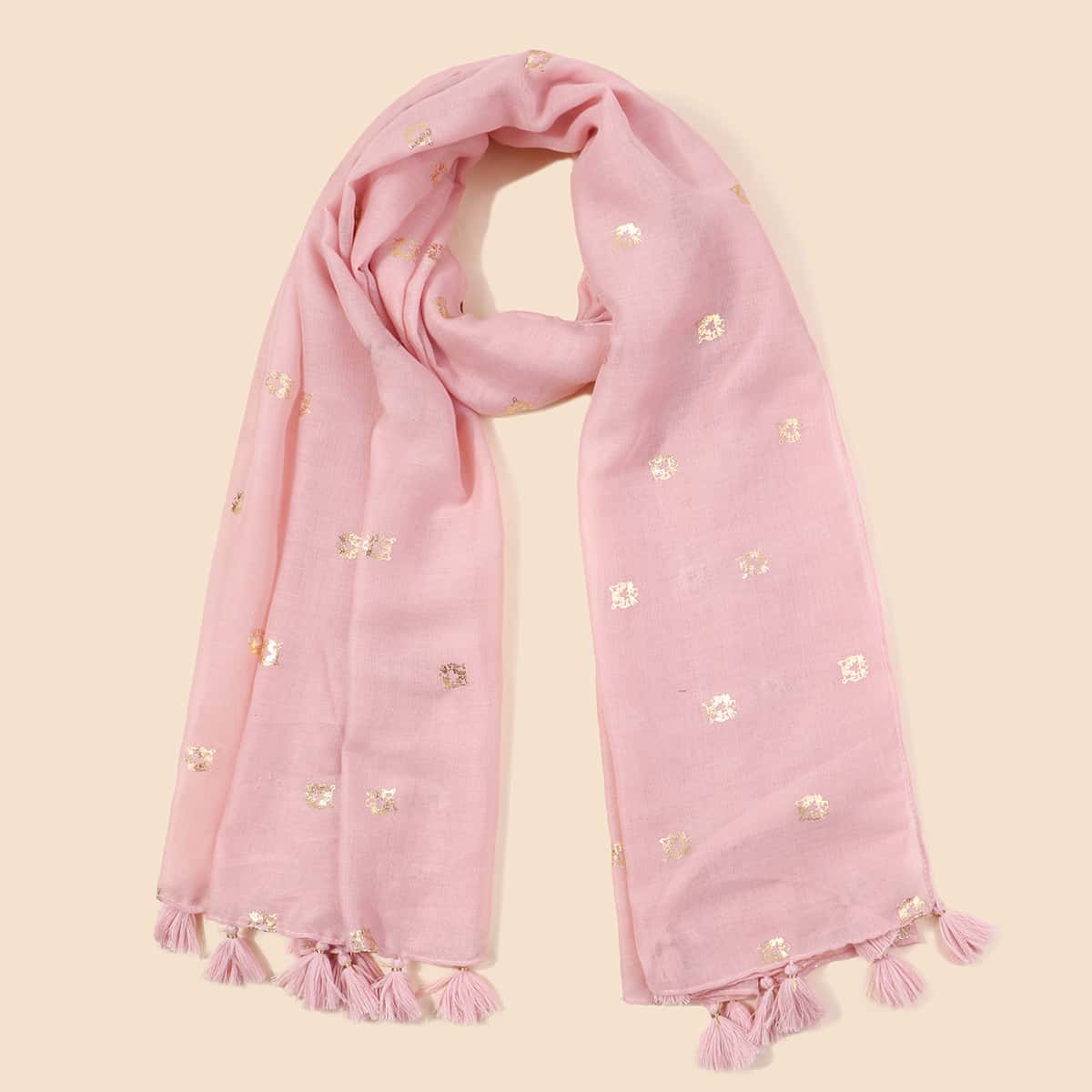 

Tassel Decor Scarf, Pink