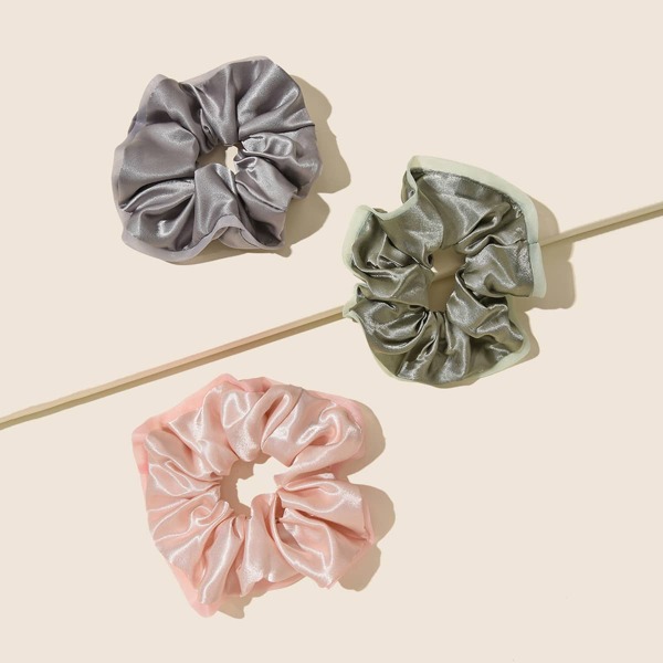 

3pcs Solid Scrunchies, Multicolor