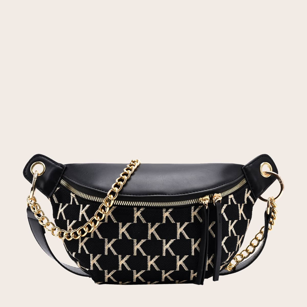 

Letter Graphic Fanny Pack, Black