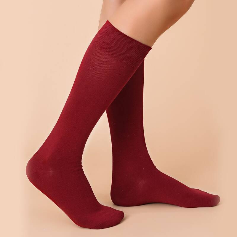 

Solid Over The Calf Socks, Red