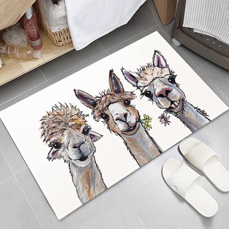 

Nonwoven fabric Alpaca Print Floor Mat, Multicolor