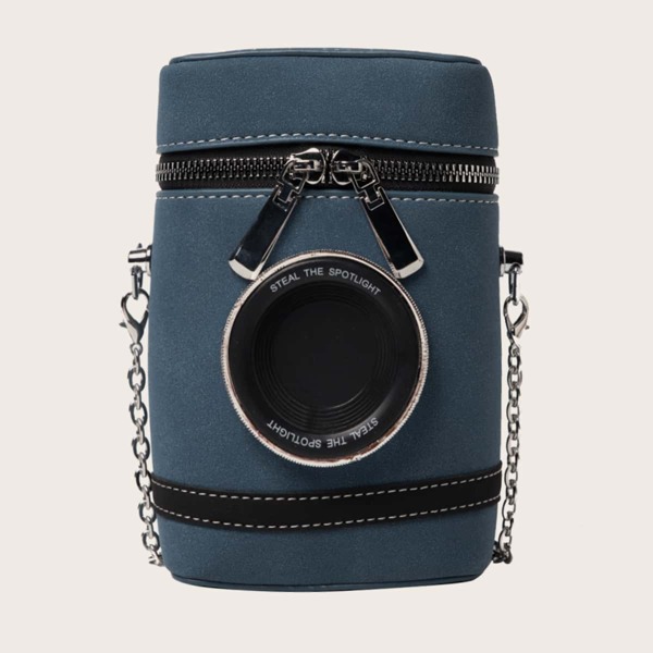

Camera Shaped Chain Crossbody Bag, Blue