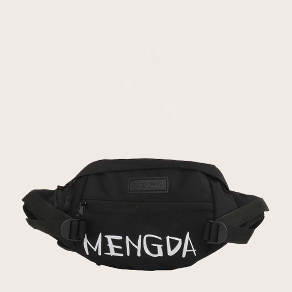 

Men Letter Graphic Fanny Pack, Black