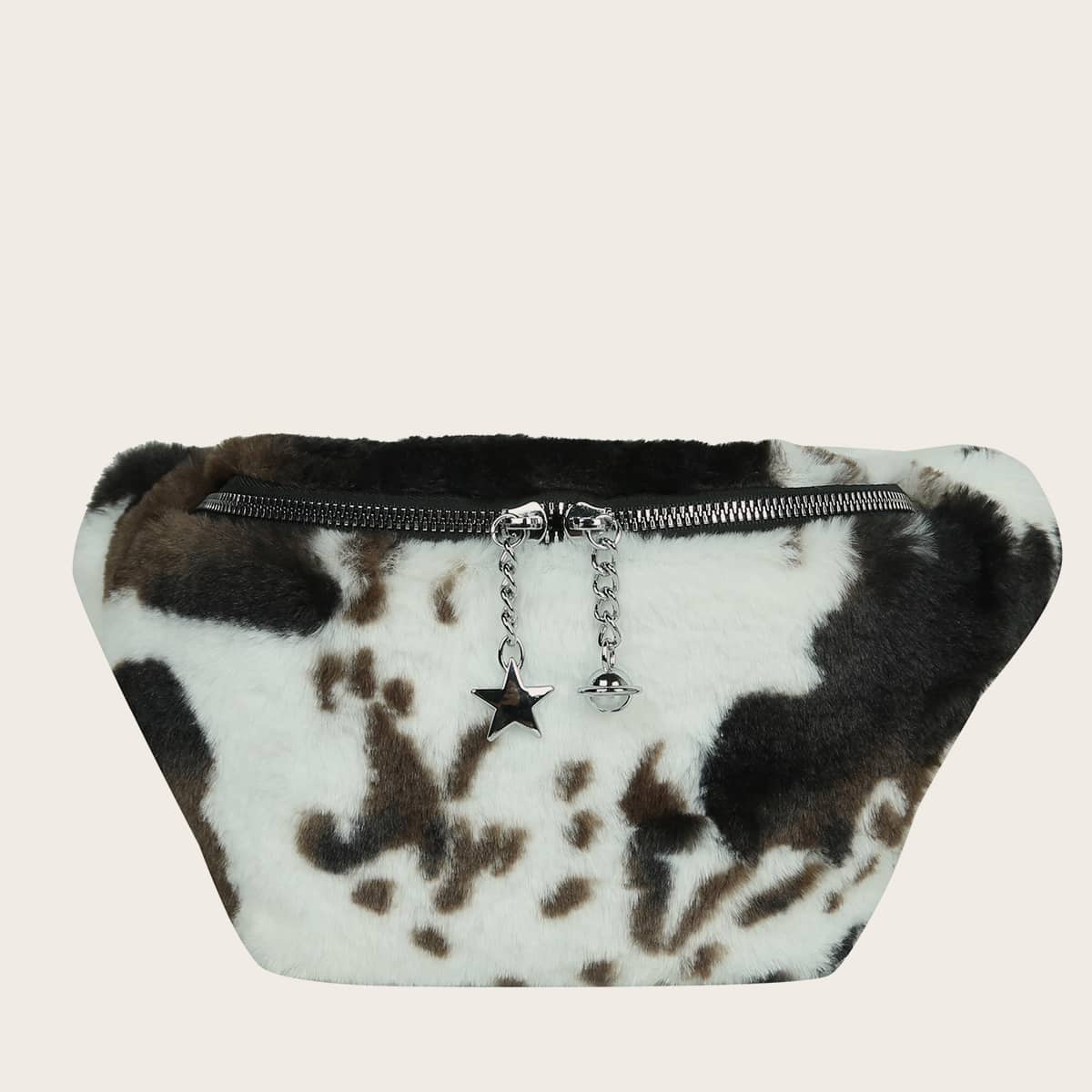 

Cow Print Fanny Pack, Black and white