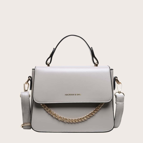 

Letter Graphic Satchel Bag, Grey