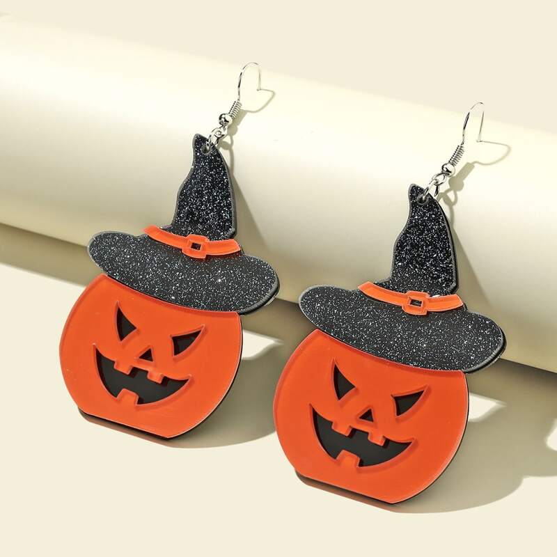 

Halloween Pumpkin Drop Earrings, Orange