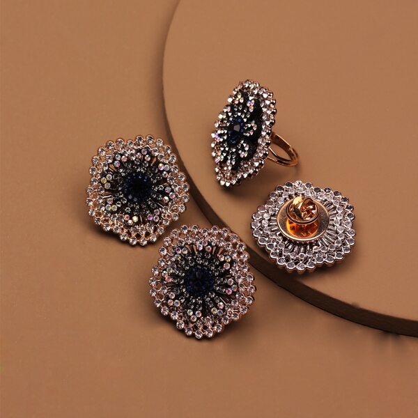 

Rhinestone Decor Earrings & Ring & Brooch, Multicolor