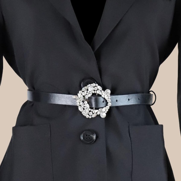 

Rhinestone Buckle Belt, Black