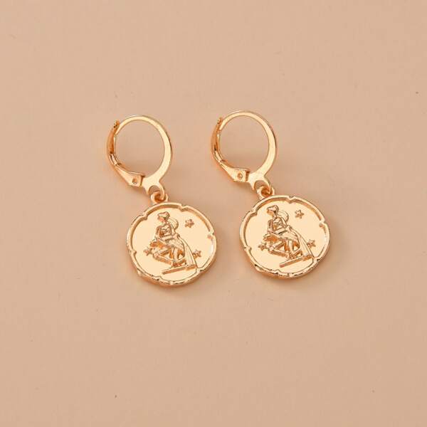 

Constellation Engraved Metal Drop Earrings, Gold
