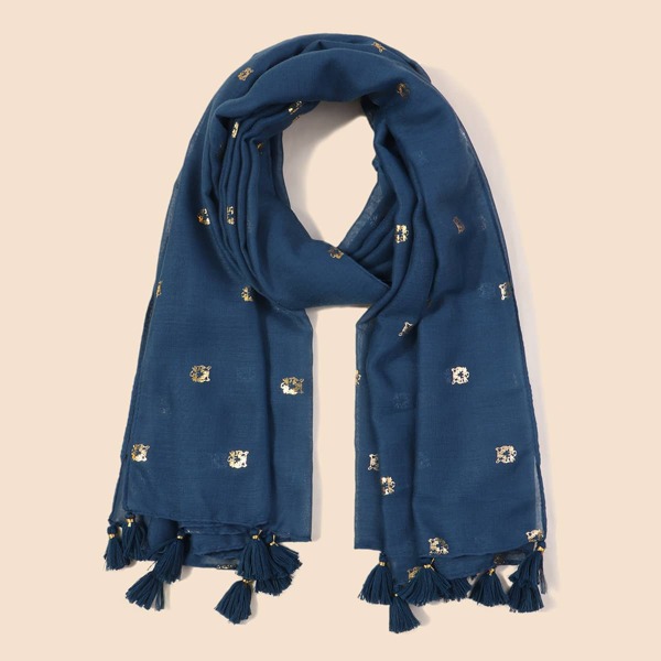 

Tassel Decor Scarf, Blue