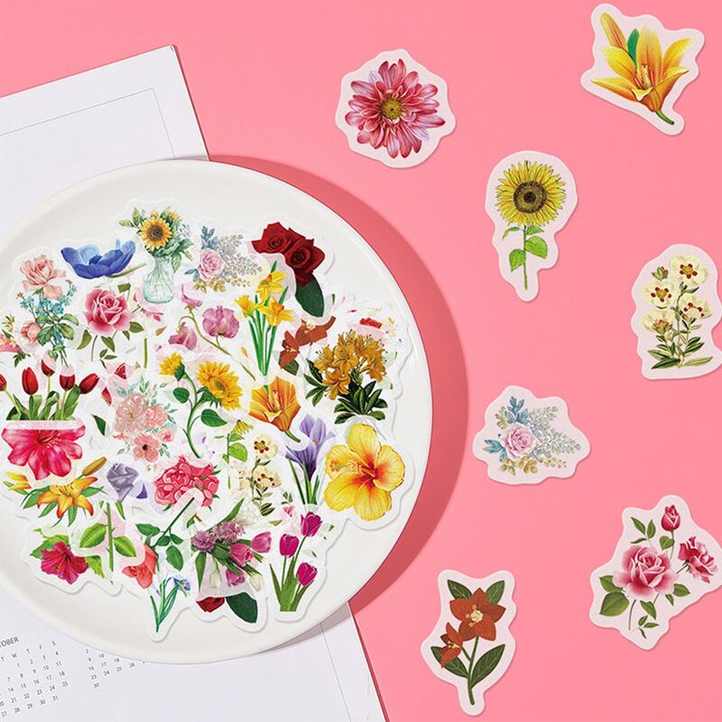

40pcs Floral Sticker, Multicolor