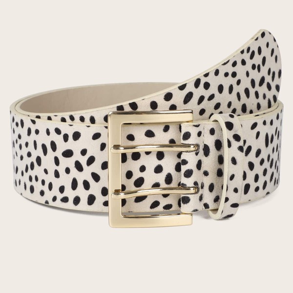 

Dalmatian Print Metal Buckle Belt, Multicolor