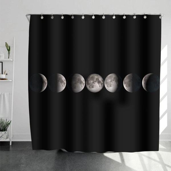 

Moon Print Shower Curtain, Black
