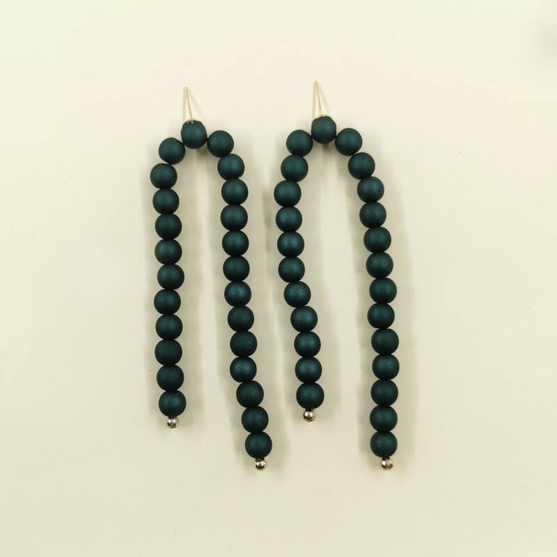 

Beaded Drop Earrings, Green