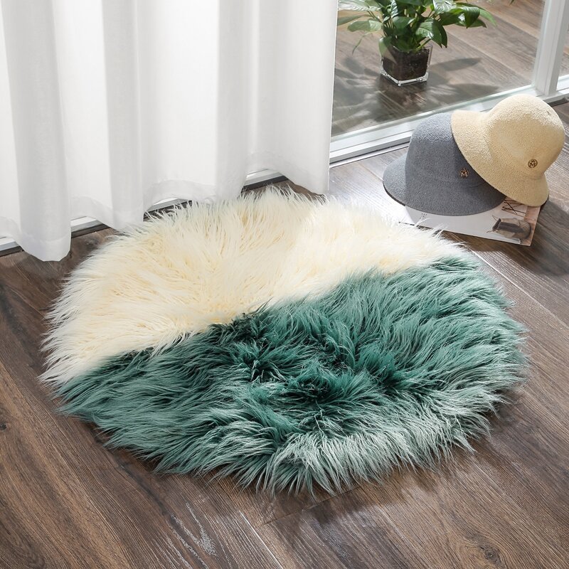 

Two Tone Round Plush Carpet, Multicolor