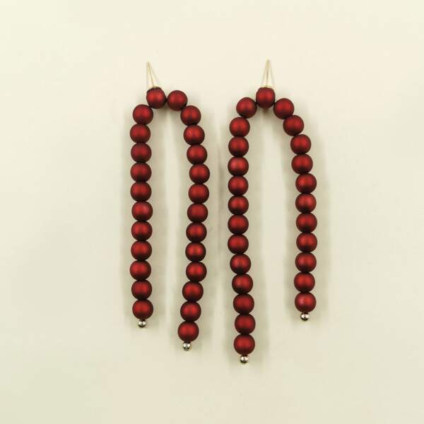 

Beaded Drop Earrings, Red