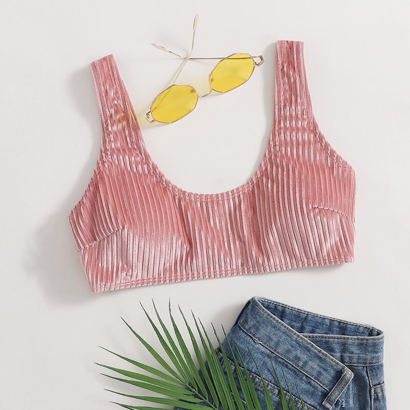 

Solid Velvet Bikini Top, Dusty pink