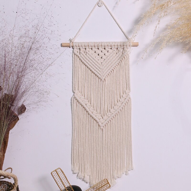 

1pc Woven Macrame Wall Hanging, Beige
