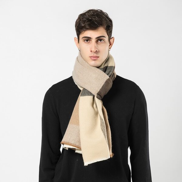 

Men Plaid Scarf, Khaki