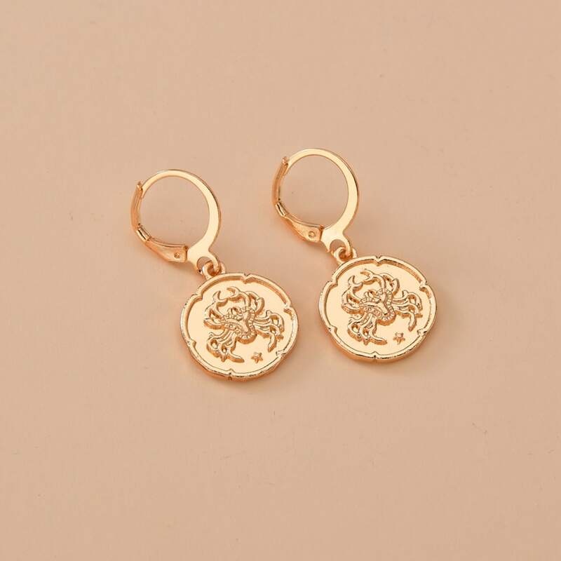 

Constellation Engraved Metal Drop Earrings, Gold